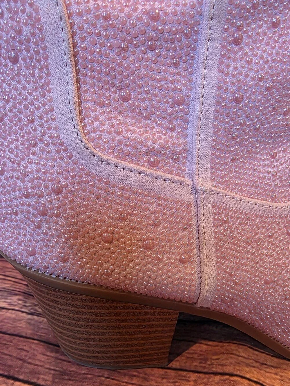 MIA Size 9.5 Kelcie Block Heel Ankle High Pink Pearl Beaded Western Bootie Cowgi